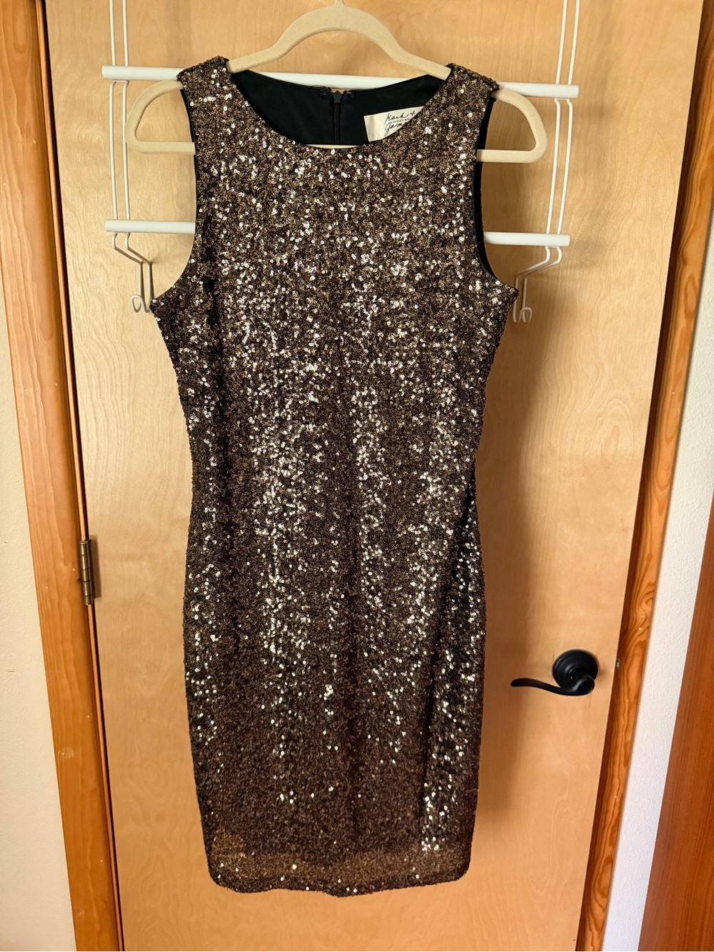 Badgley Mischka Sequin Sheath Midi Dress